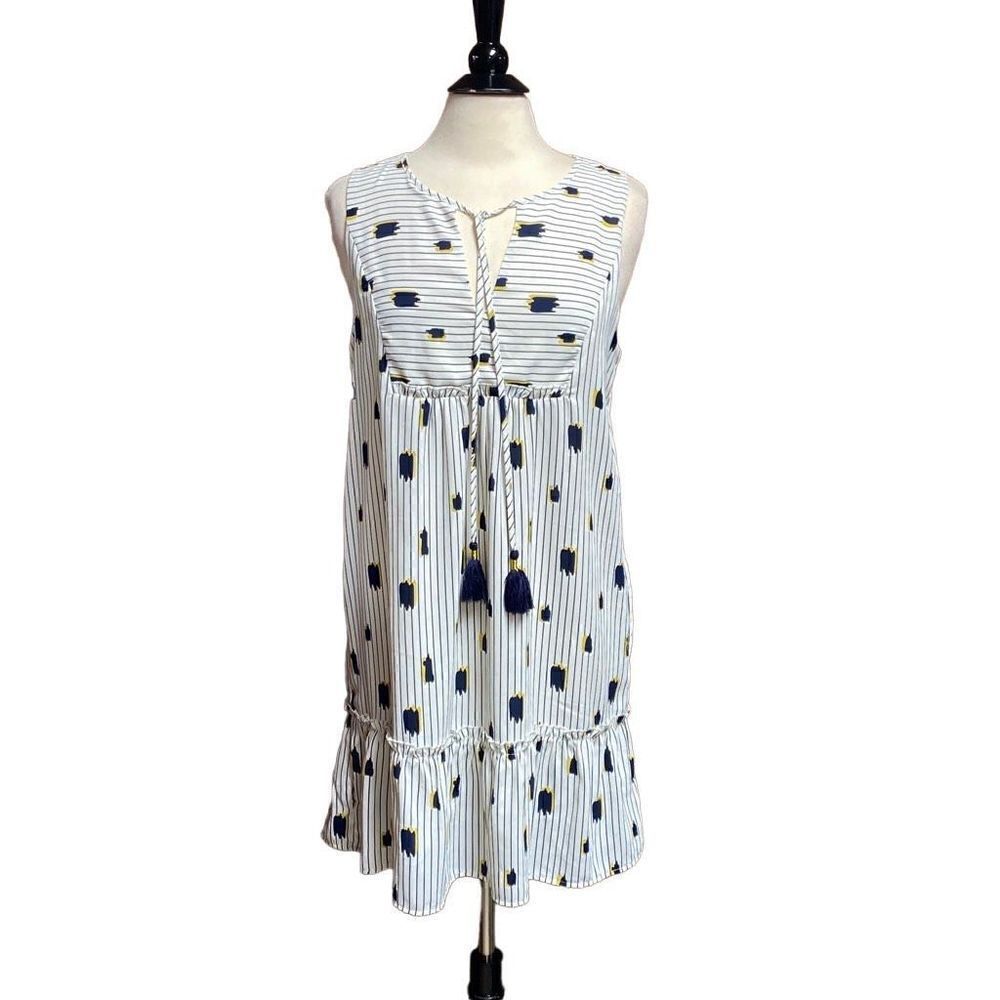 THML Navy Striped Print Sleeveless Dress Size Medium